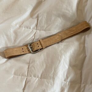 Tan Suede Belt with Silver Buckle